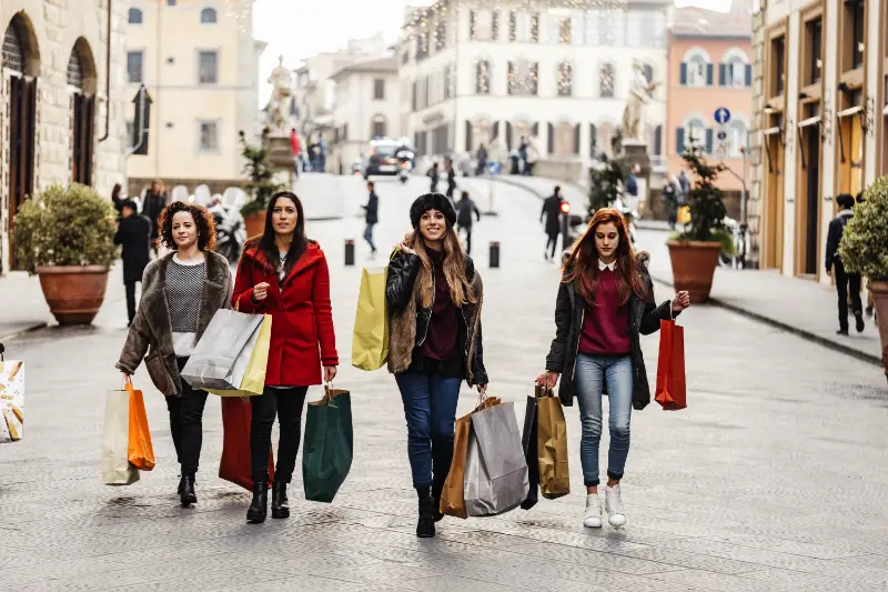 People walking in a shopping street