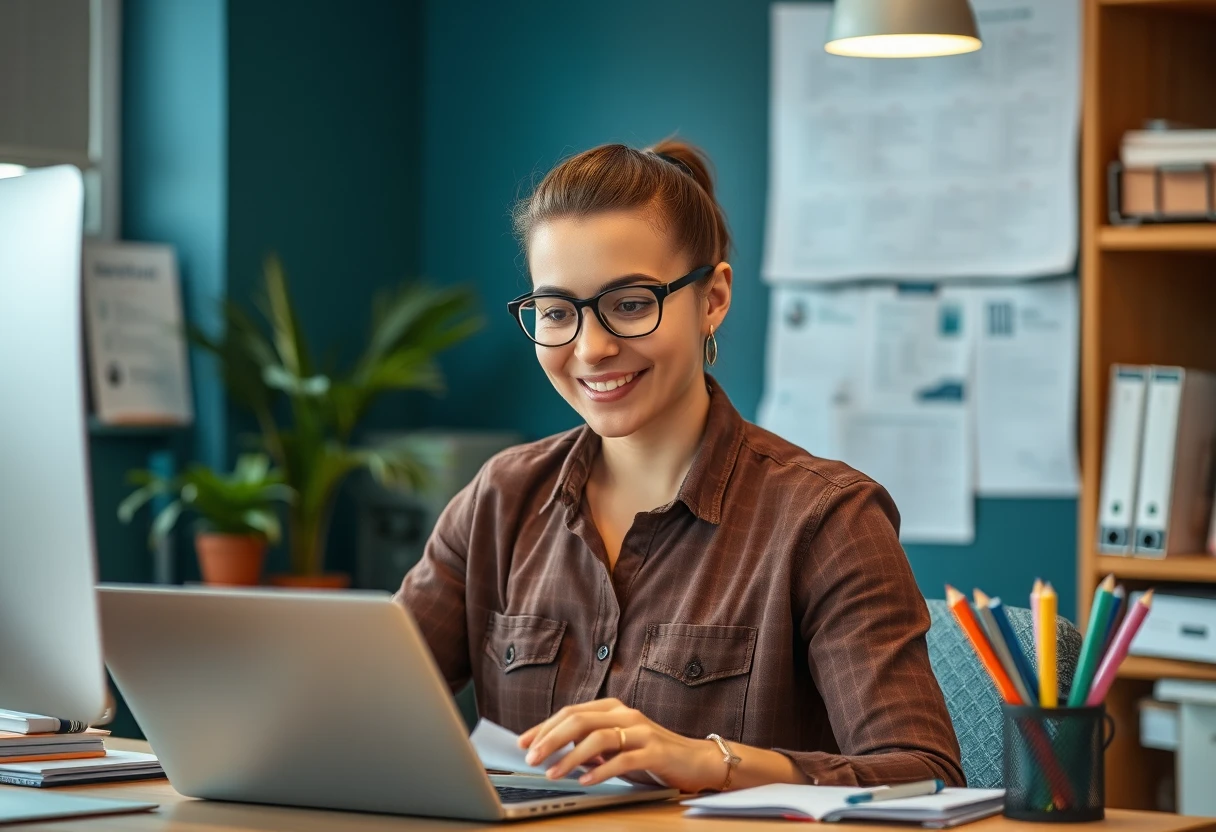 Female bookkeeper checking invoices with Xootle Finance