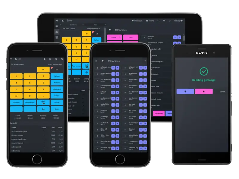 Overview of mobile devices running Xootle POS